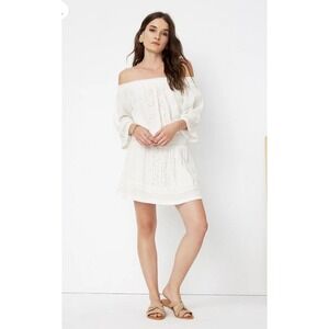 Dress M Boho Casual Peasant Cottagecore Eyelet Embroidery Floral Smocked $168